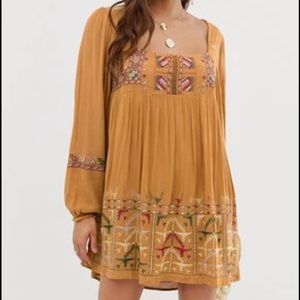 Free People Mustard Long Sleeve Dress S